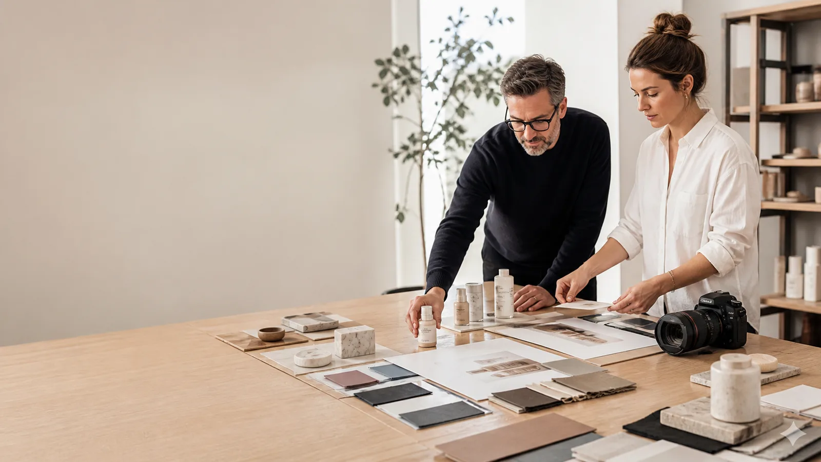 Equipo creando contenido A+ y recursos visuales para productos Amazon