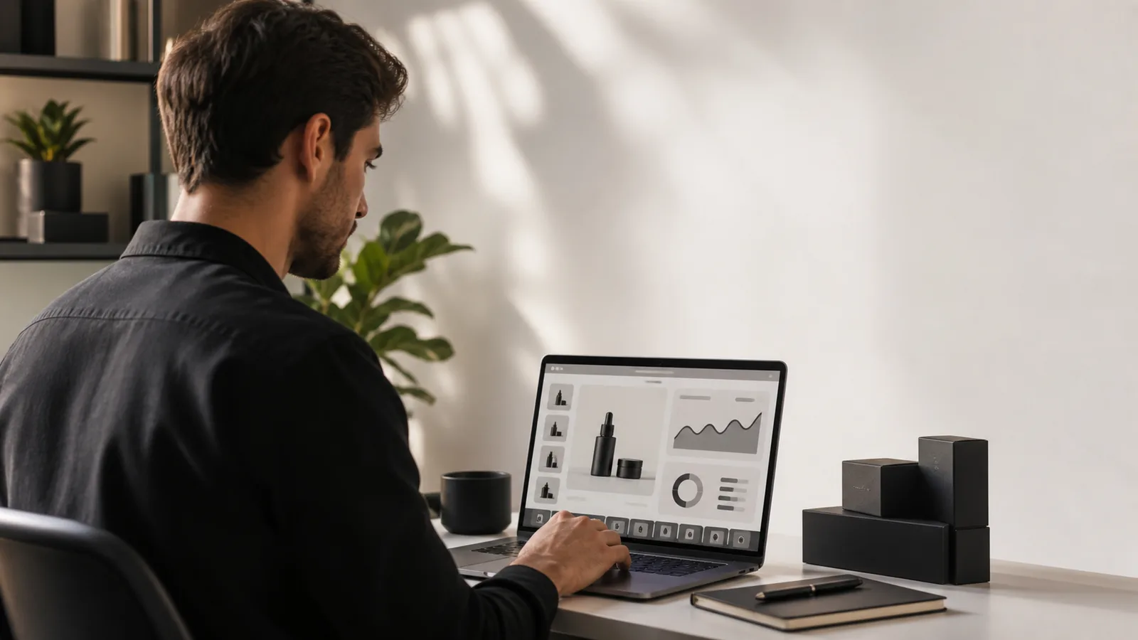 Especialista trabajando la optimización SEO de un listing de Amazon